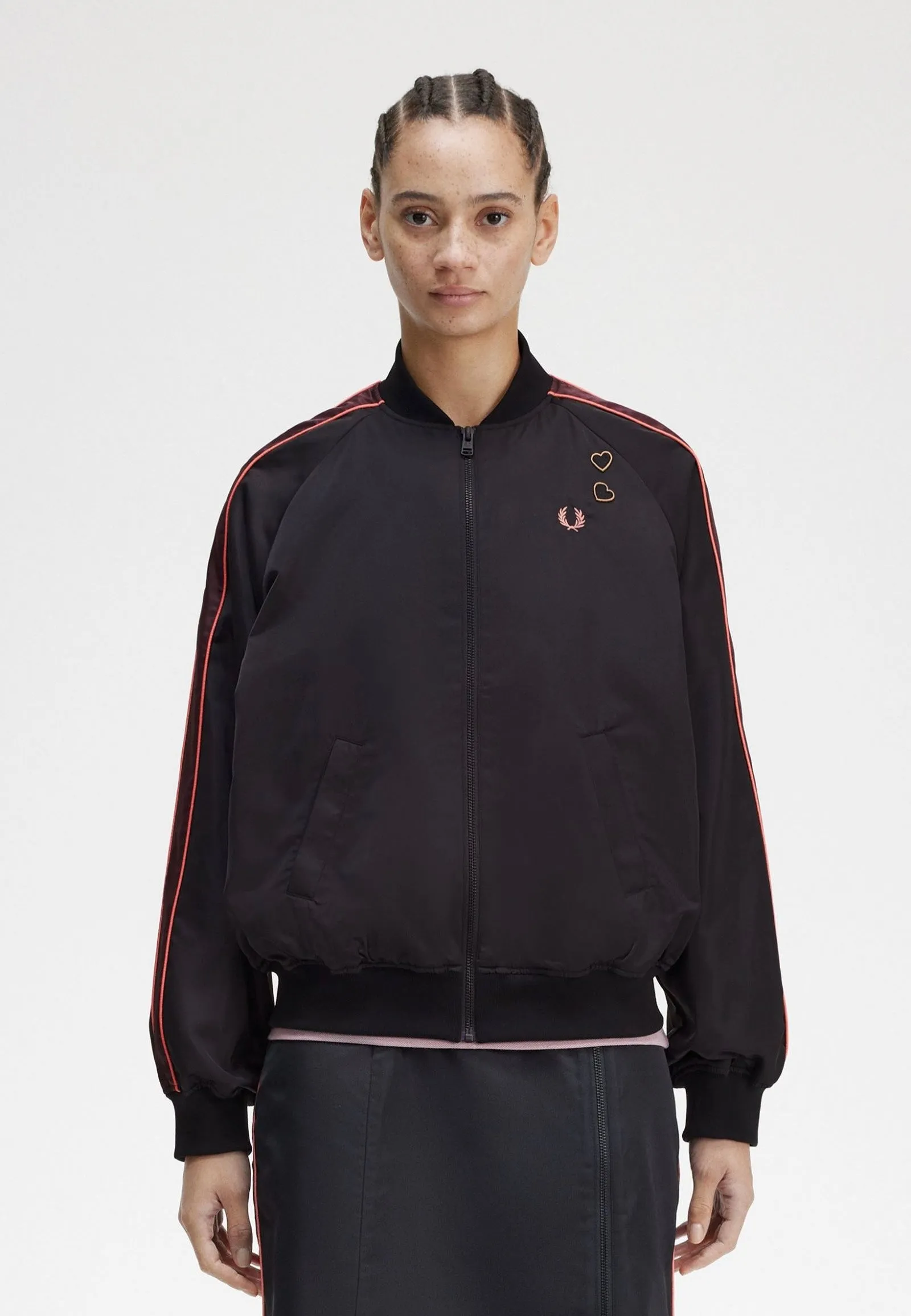 Floral Print Fred Perry x Amy Winehouse - Printed Lining Bomber Black - Jacket