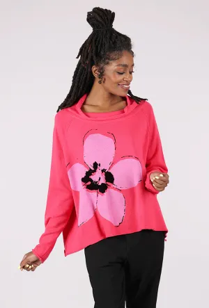 Premium quality knit Smart-casual knit Flower Pop Swing Funnel Pullover, Lotus/Lily Jacquard