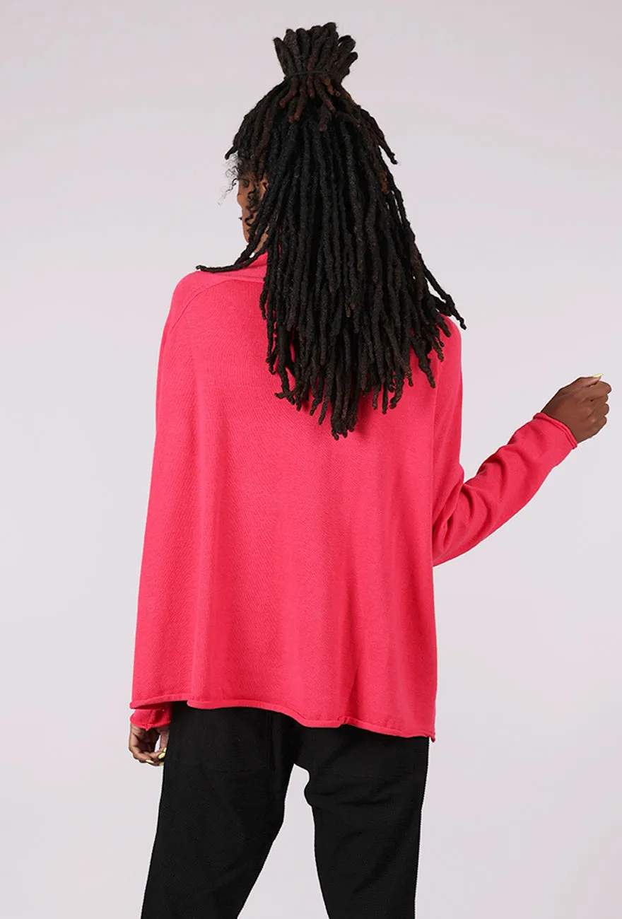 Flower Pop Swing Funnel Pullover, Lotus/Lily Jacquard Henley Collar