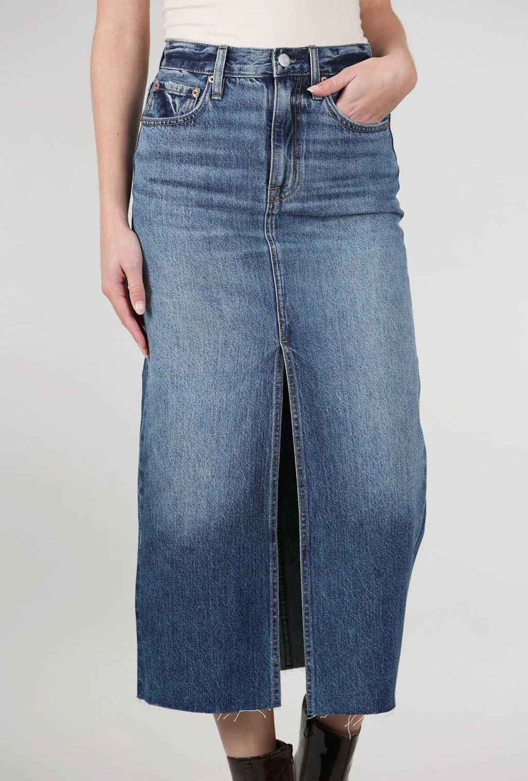 Flowing Touch Alice High-Rise Midi Skirt, Fairfax Blue