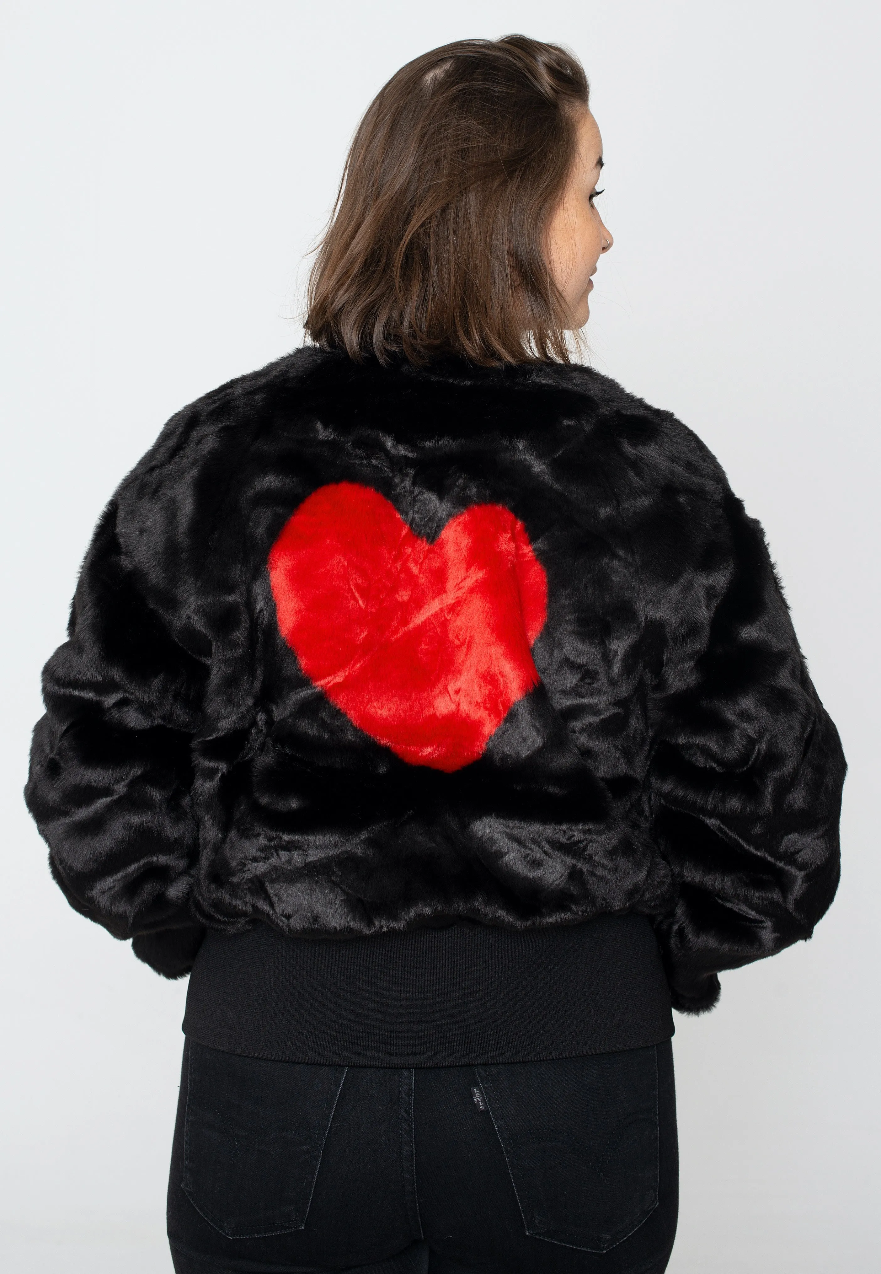 Flute Fred Perry x Amy Winehouse - Heart Detail Faux Fur Black - Jacket