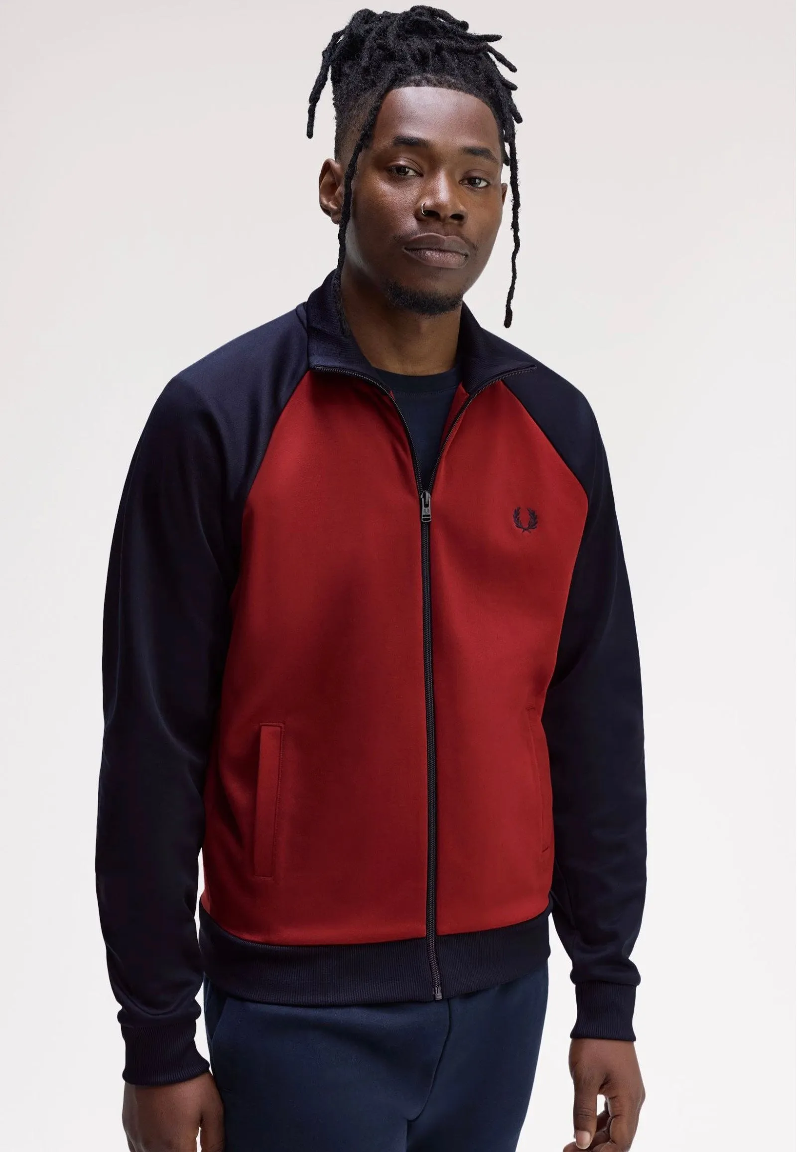 Fred Perry - Contrast Sleeve Burnt Red/Navy - Track Jacket Outdoor Essentials