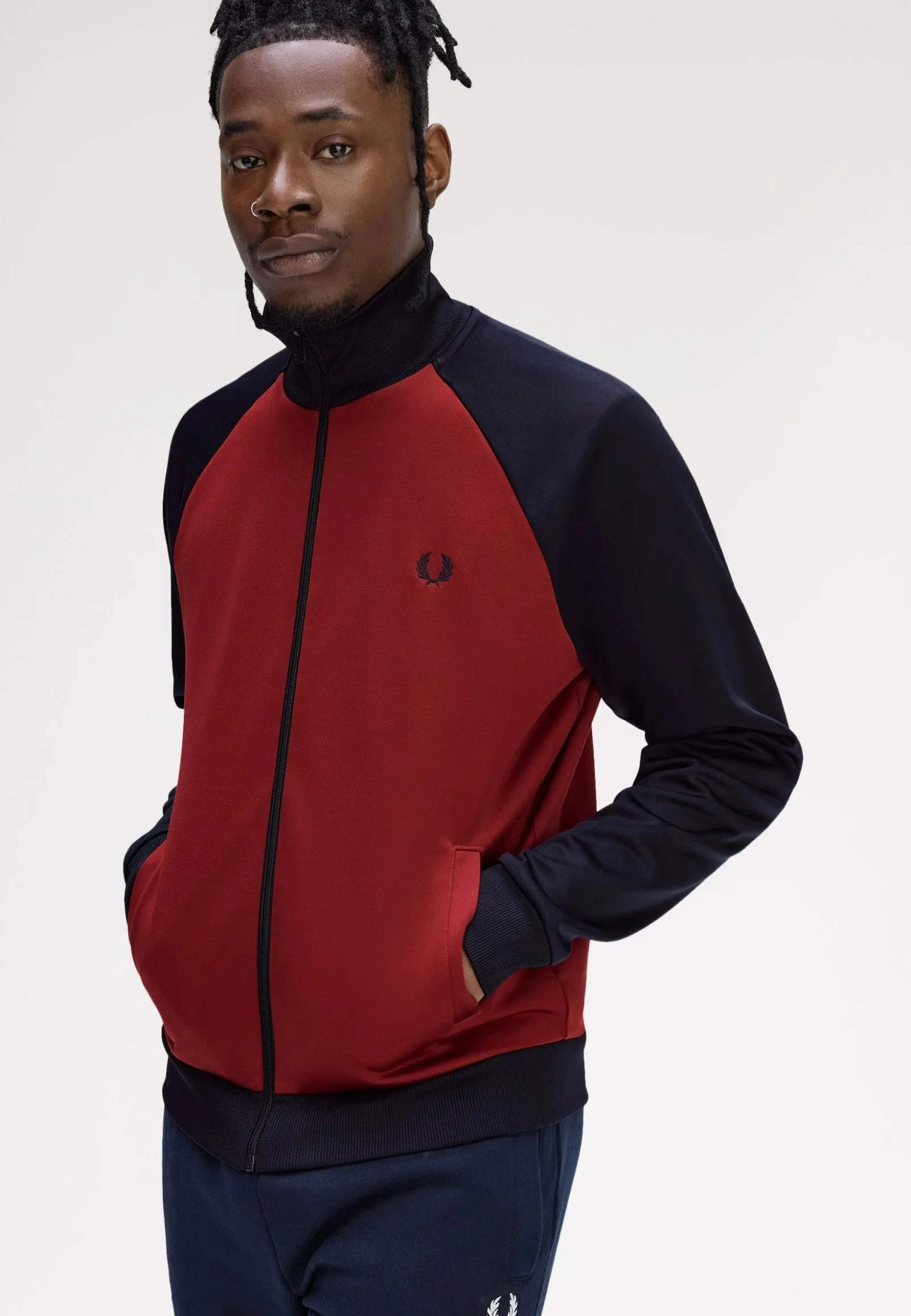 Prevent Benchmark Fred Perry - Contrast Sleeve Burnt Red/Navy - Track Jacket