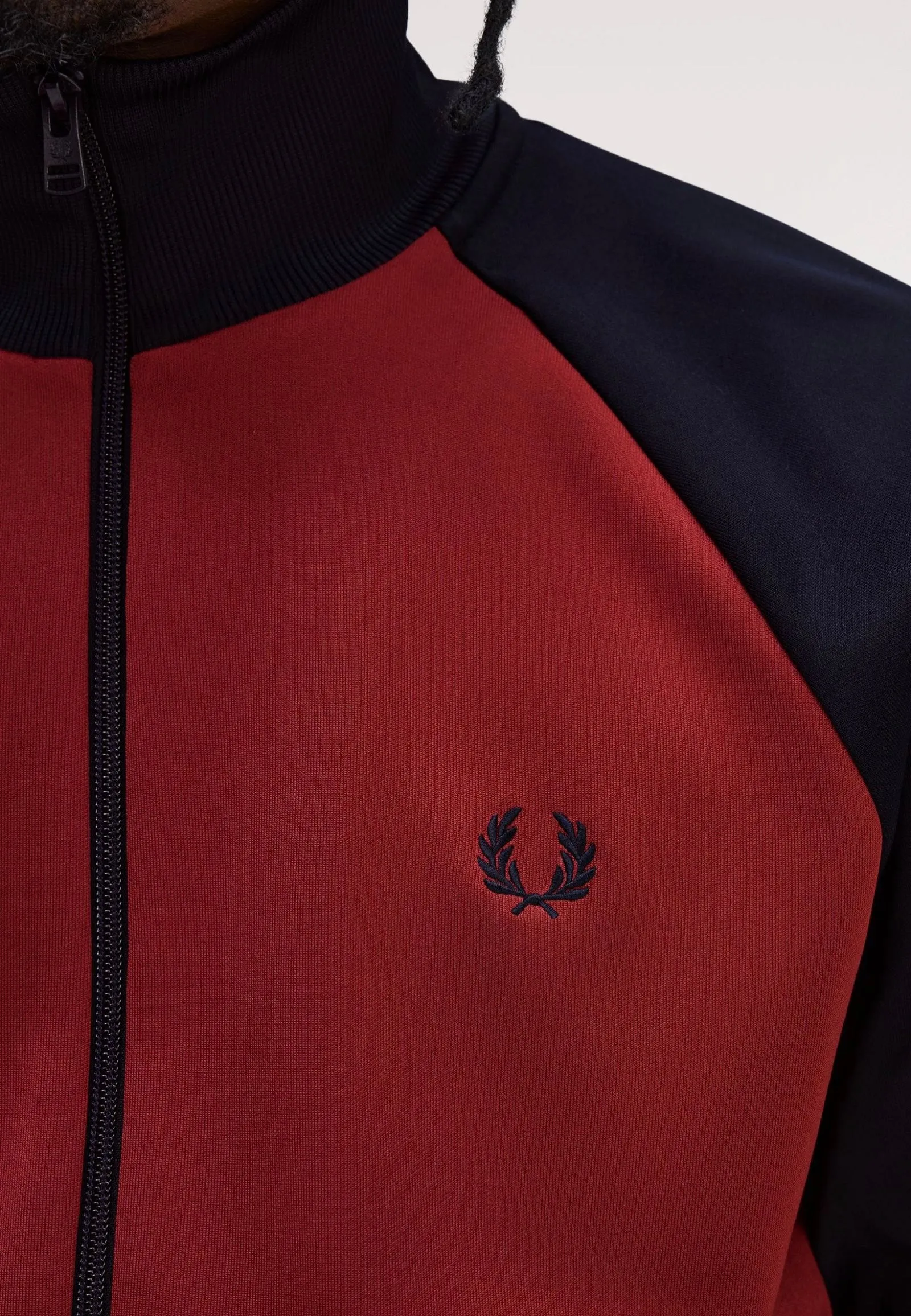 Fred Perry - Contrast Sleeve Burnt Red/Navy - Track Jacket Outdoor Essentials