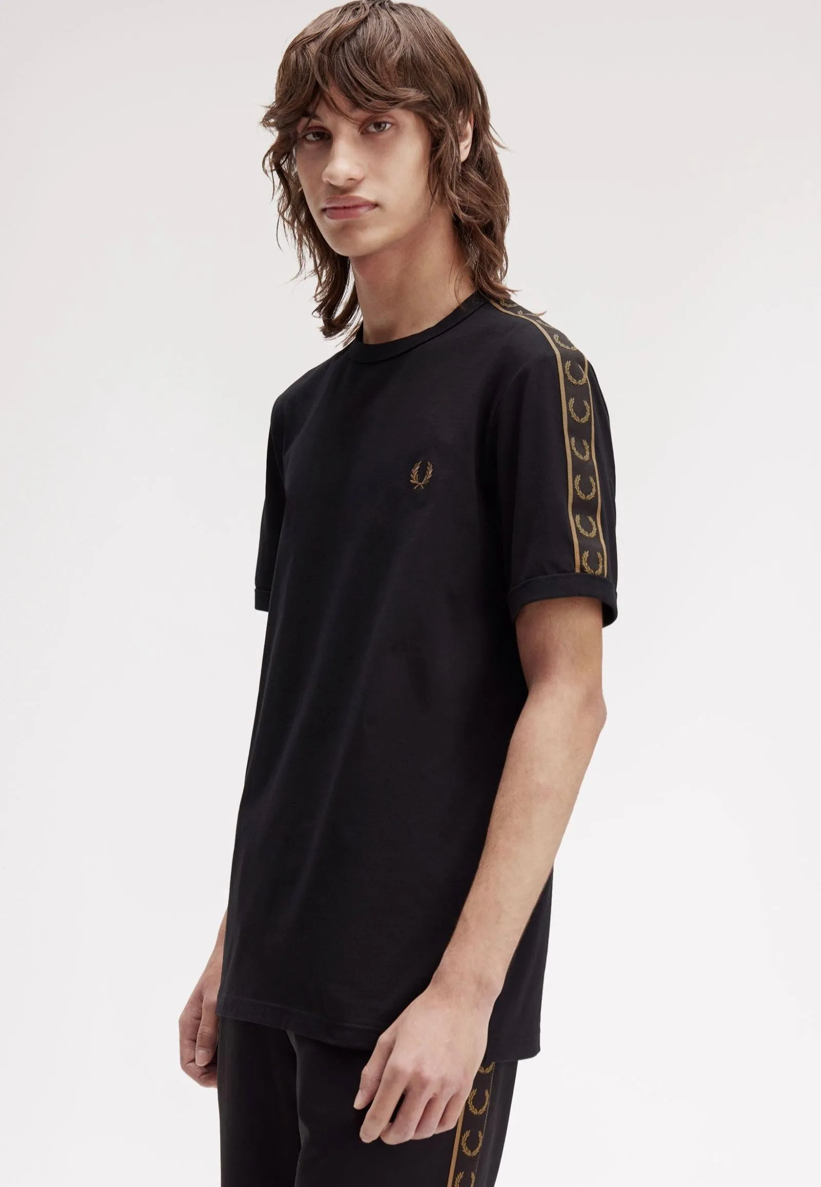 Fred Perry - Contrast Tape Ringer Black/Shadedstone - T-Shirt Trendy Choice