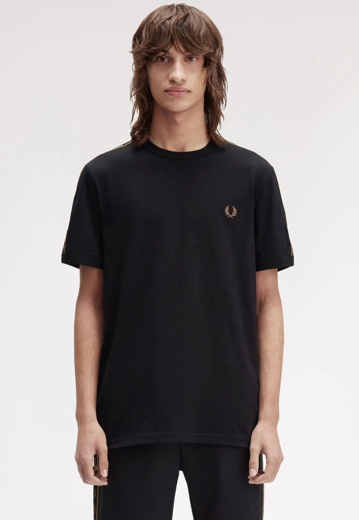 Fred Perry - Contrast Tape Ringer Black/Shadedstone - T-Shirt Trendy Choice