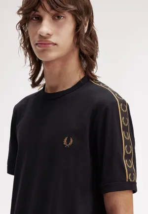 Fred Perry - Contrast Tape Ringer Black/Shadedstone - T-Shirt Minimalist Look