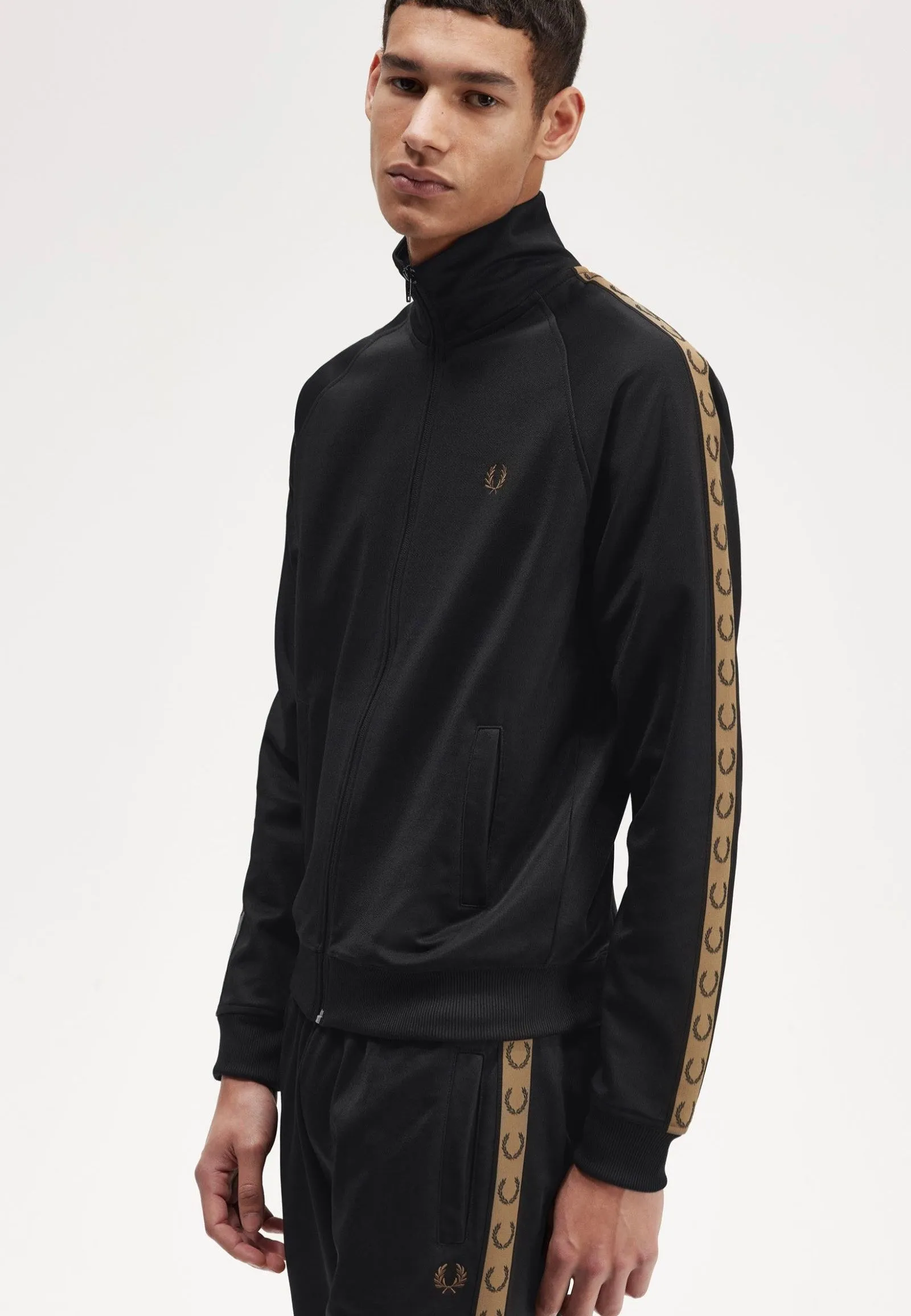Fred Perry - Contrast Tape Track Black/Shadedstone - Track Jacket Patience Light Shell