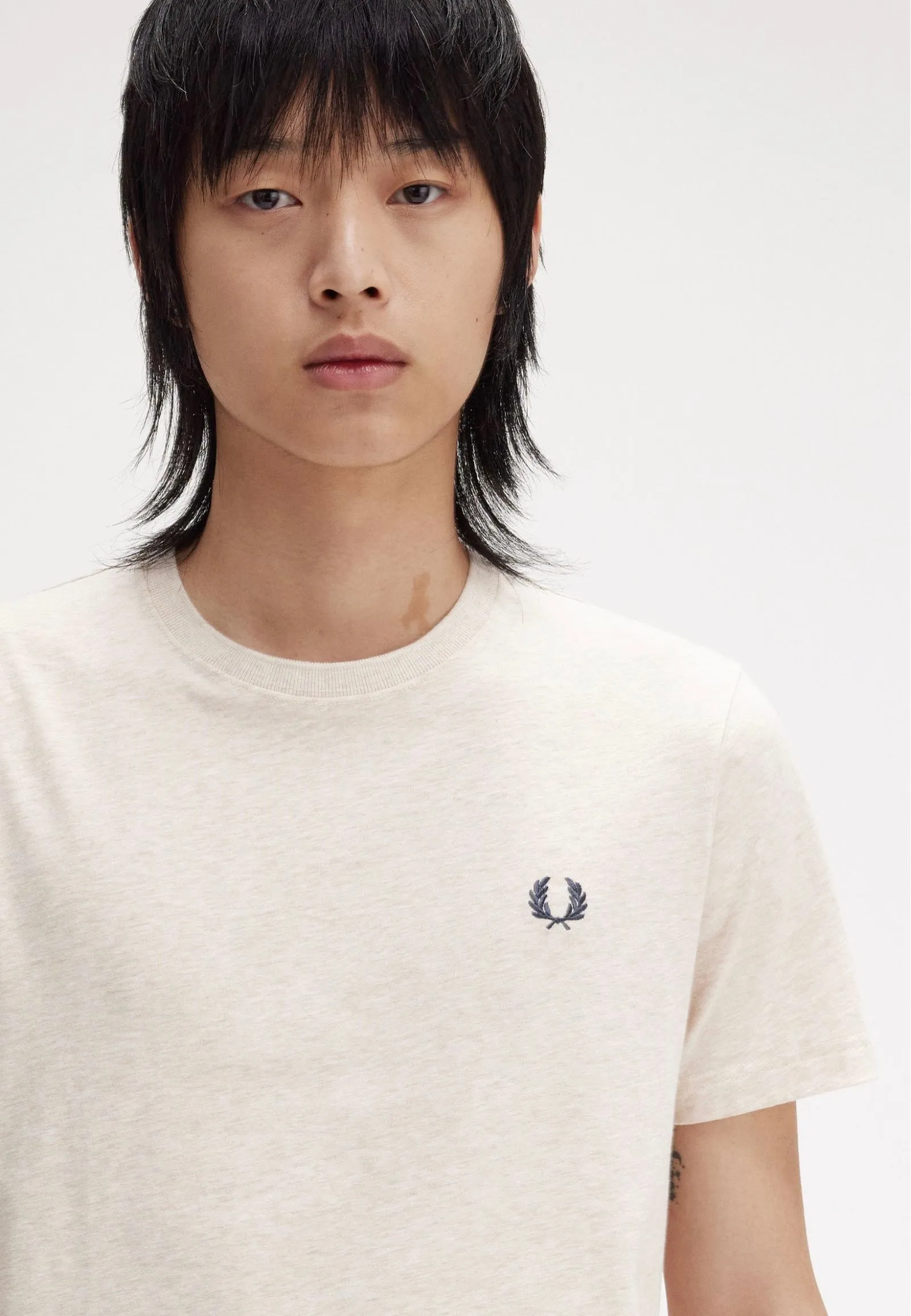 Fred Perry - Crew Neck Porridge Marl/Anchor Grey - T-Shirt Comfortable Design