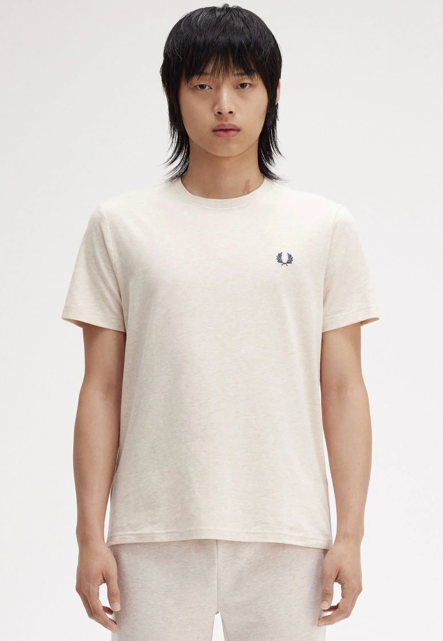 Fred Perry - Crew Neck Porridge Marl/Anchor Grey - T-Shirt Comfortable Design