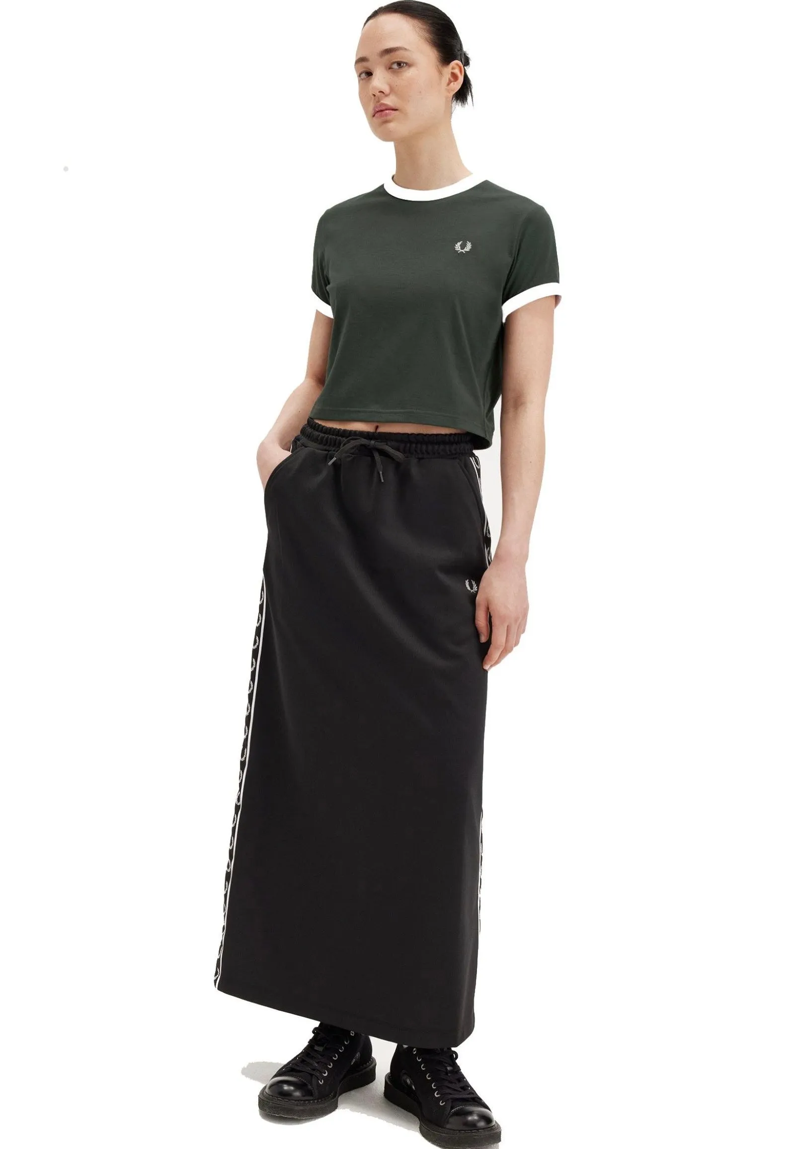 Fred Perry - Cropped Ringer Court Green - T-Shirt Versatile use