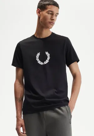 Fred Perry - Flocked Laurel Wreath Graphic Black - T-Shirt Silk combination Day-to-Day Comfort