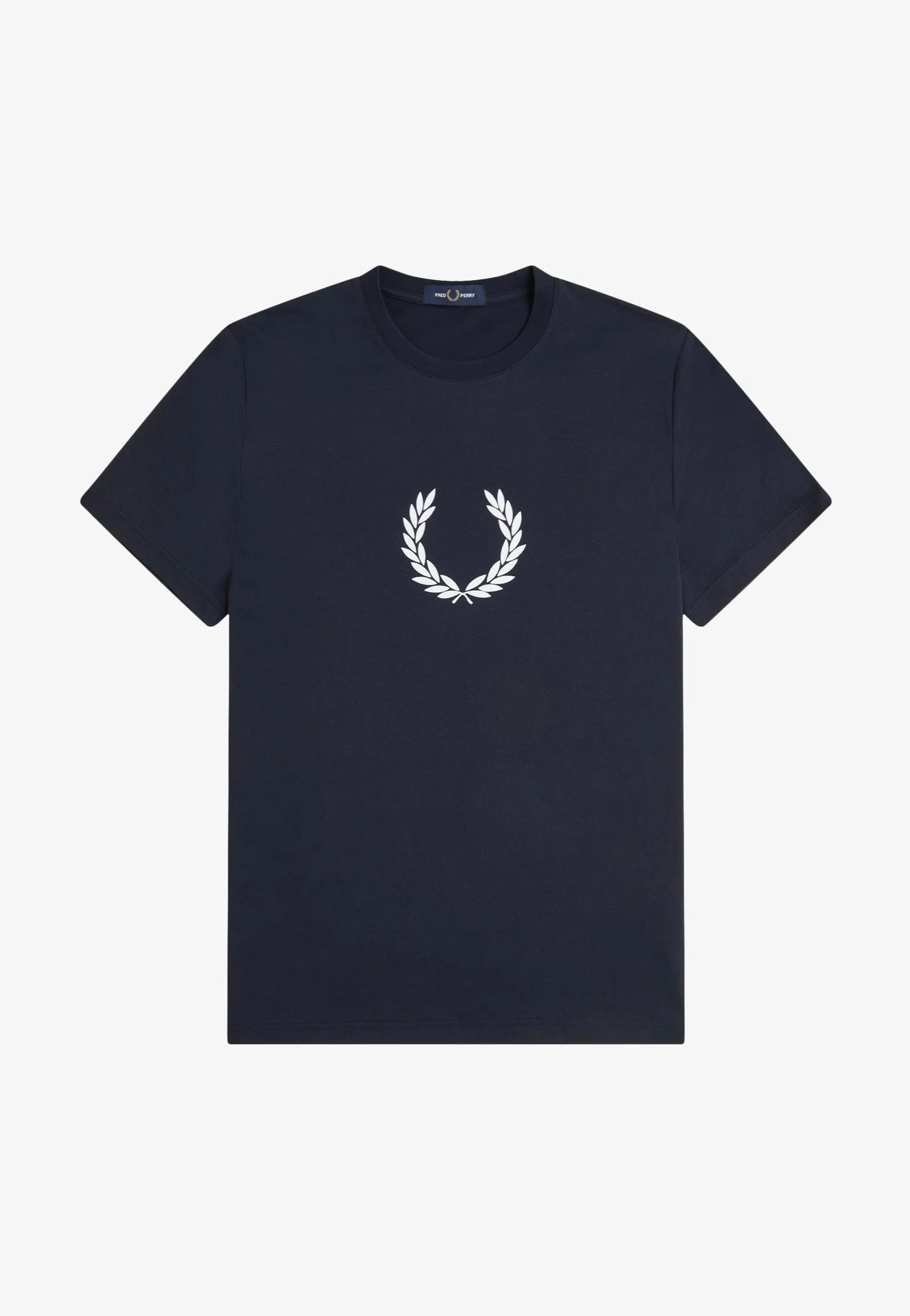 Fred Perry - Flocked Laurel Wreath Graphic Navy - T-Shirt Fresh Essential