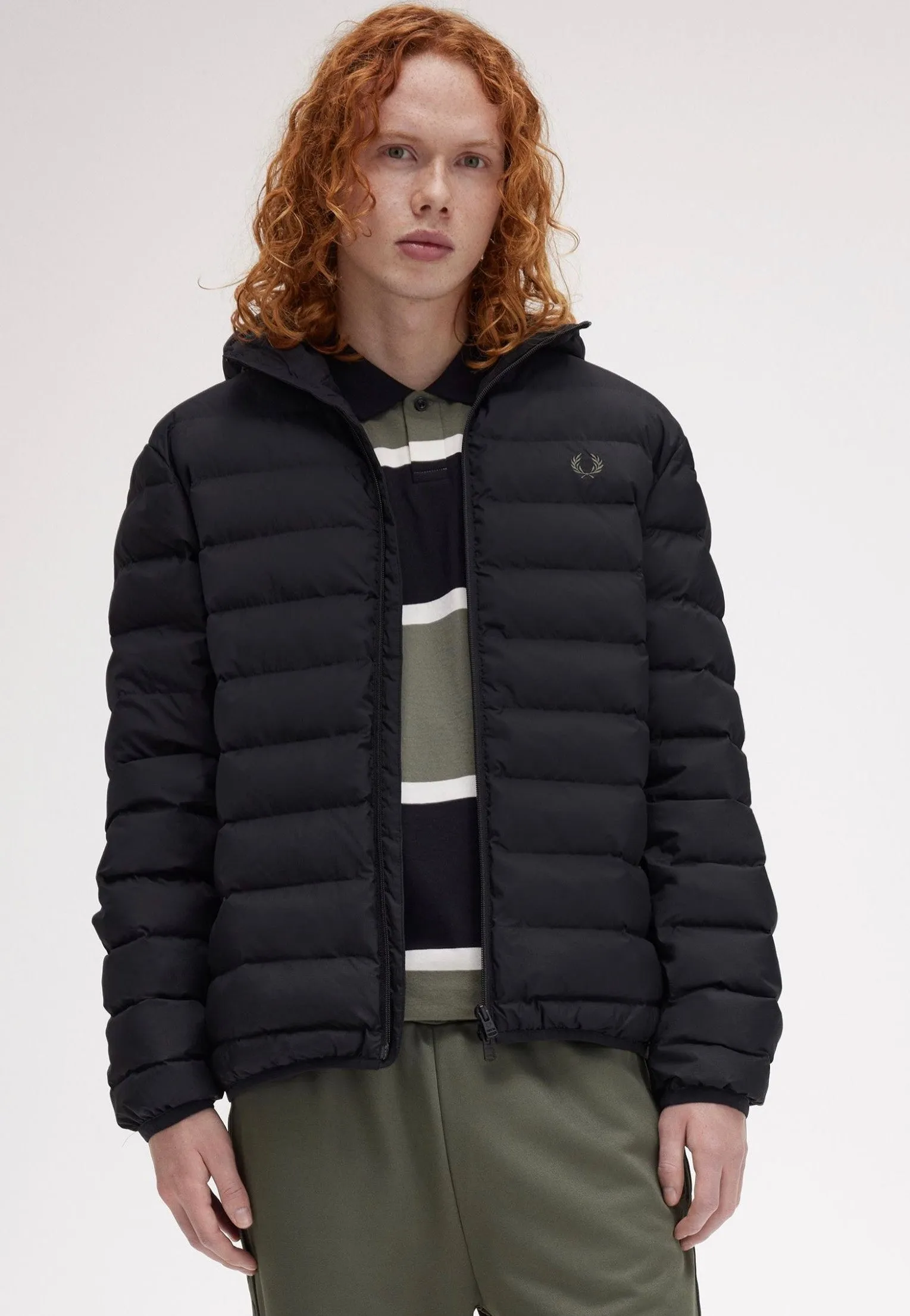 Fred Perry - Hooded Insulated Black - Jacket Polyester fabrics
