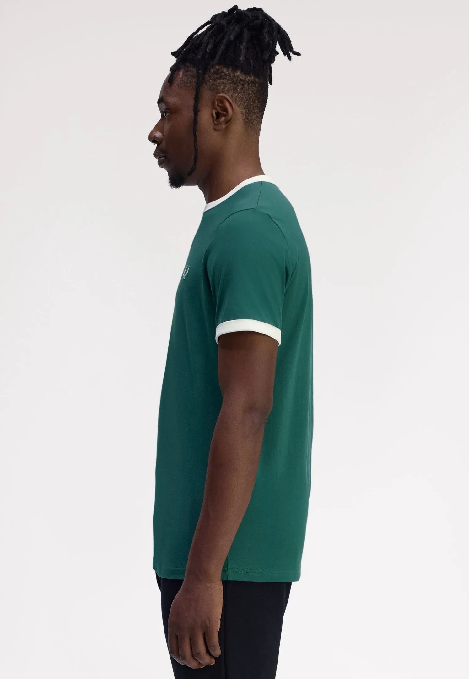 Fred Perry - Ringer Sport Green/Snow White - T-Shirt Soft Layer