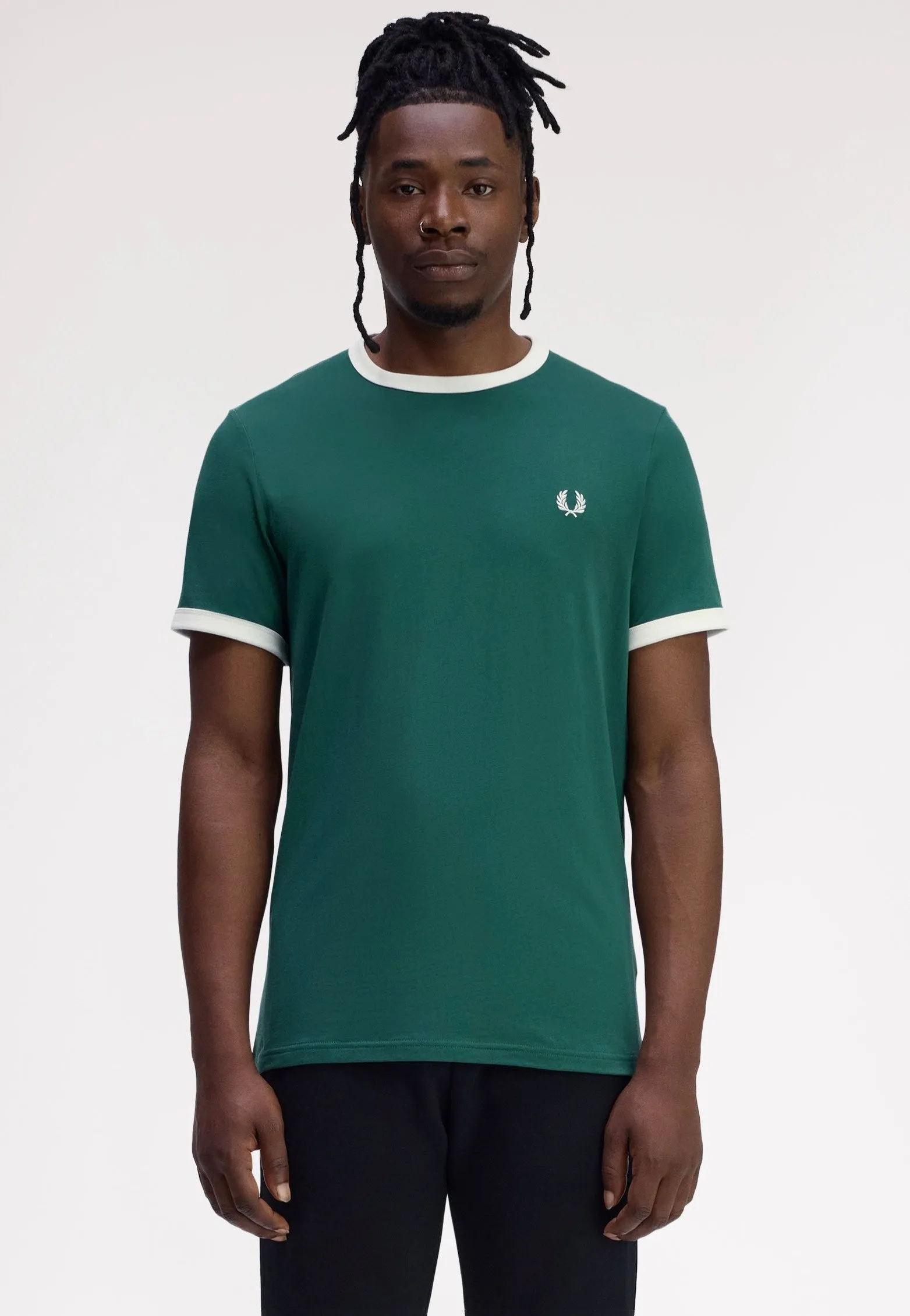 Fred Perry - Ringer Sport Green/Snow White - T-Shirt Soft Layer