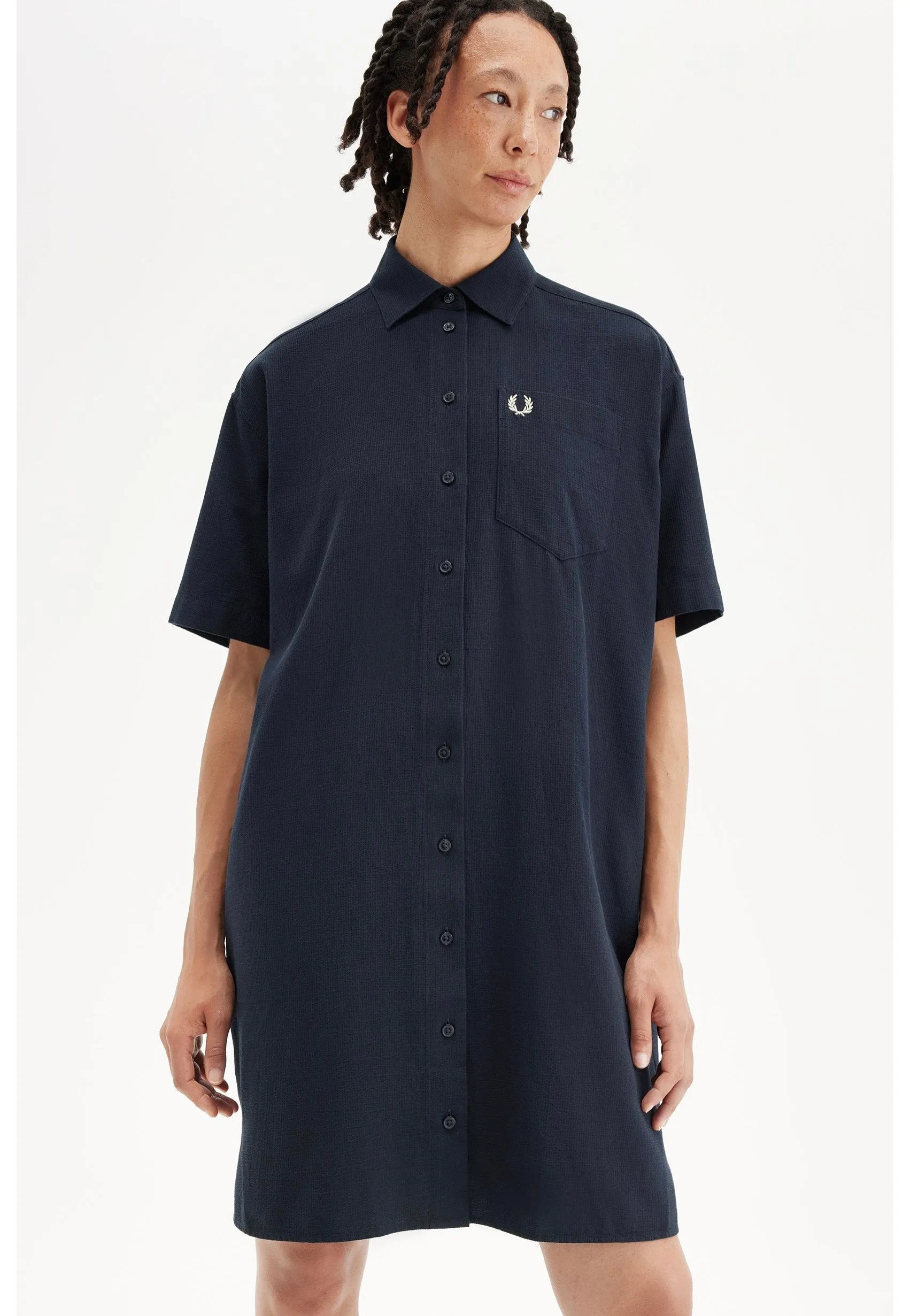 Fred Perry - Seersucker Navy - Dress Metallic look