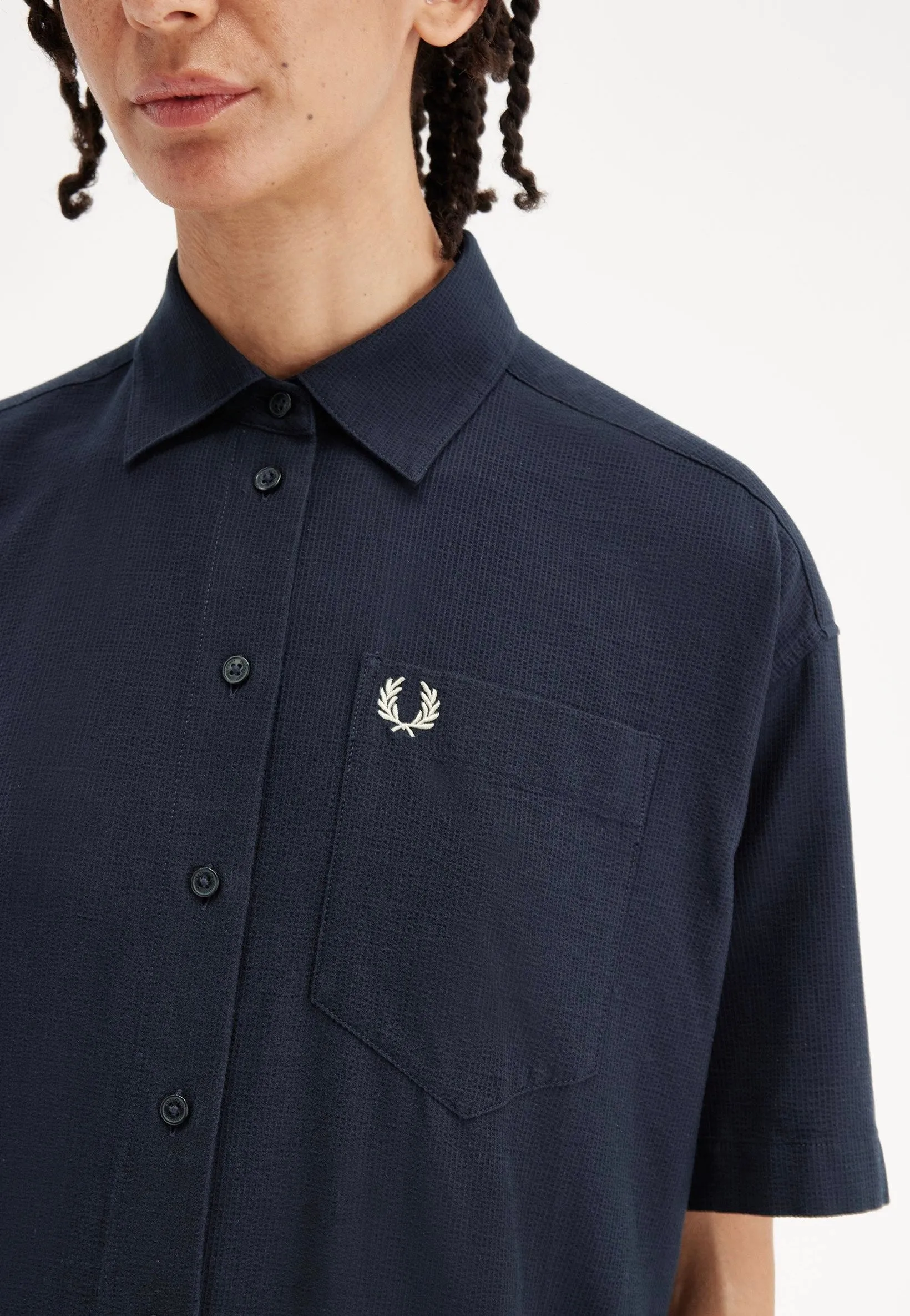Fred Perry - Seersucker Navy - Dress Metallic look