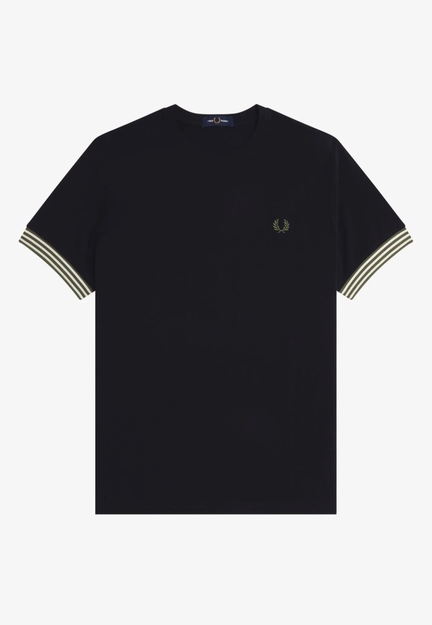 Fred Perry - Striped Cuff T-Black - T-Shirt Beach and sunny