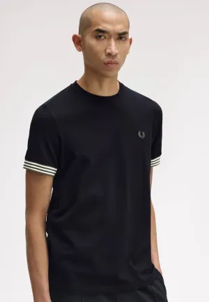 Fun and Playful Fred Perry - Striped Cuff T-Black - T-Shirt