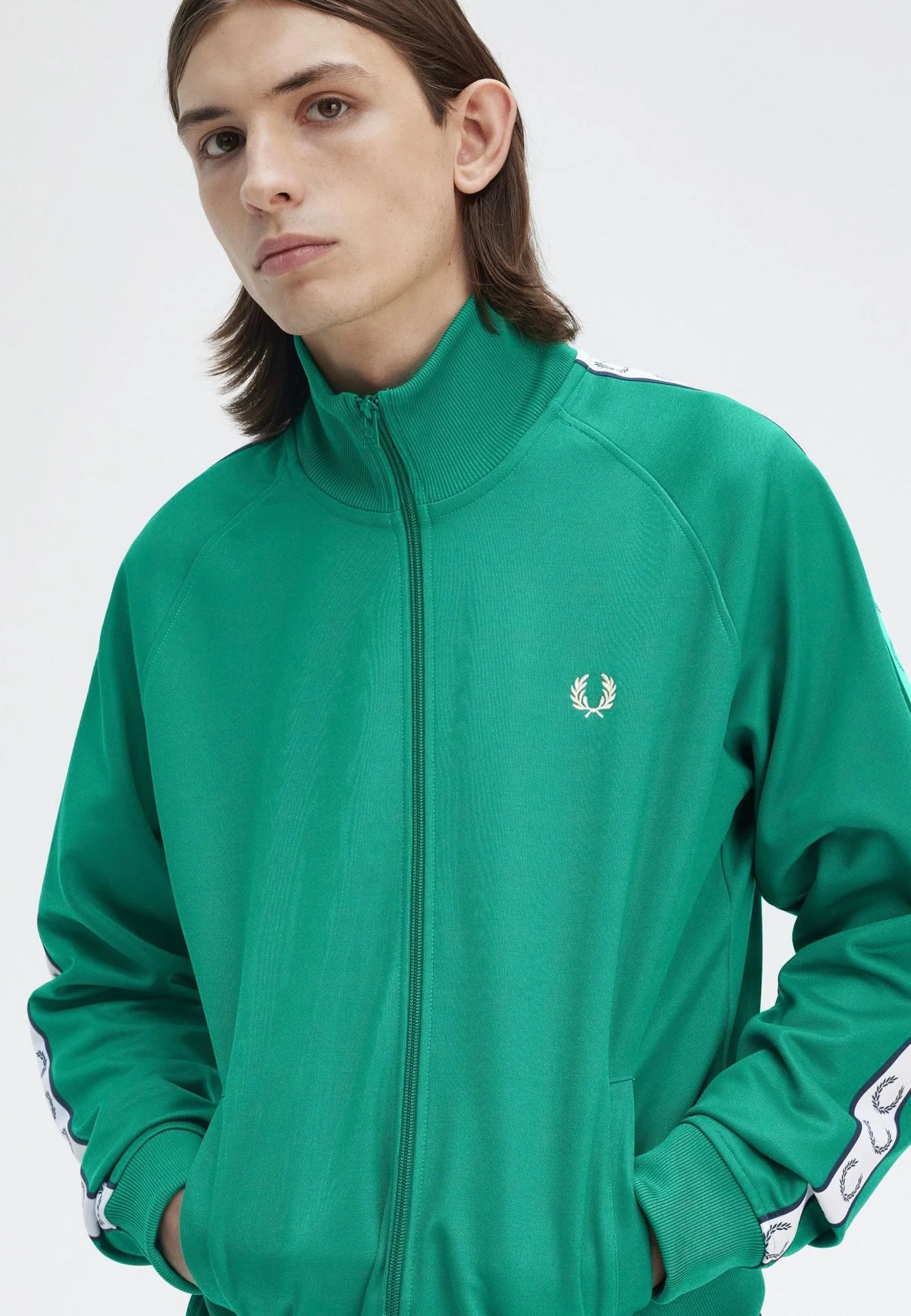 Fred Perry - Taped Track Label Green - Track Jacket Modernist design