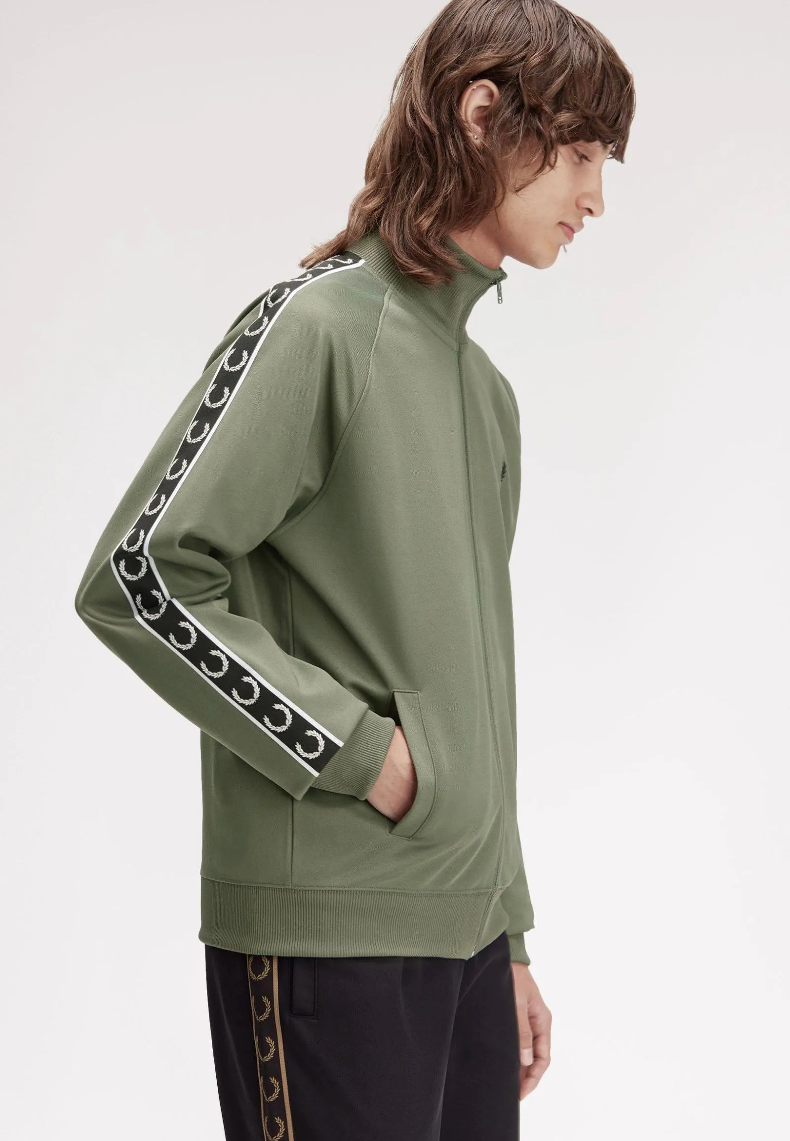 Fred Perry - Taped Track Laurel Wreath Green/Black - Track Jacket Premium Material