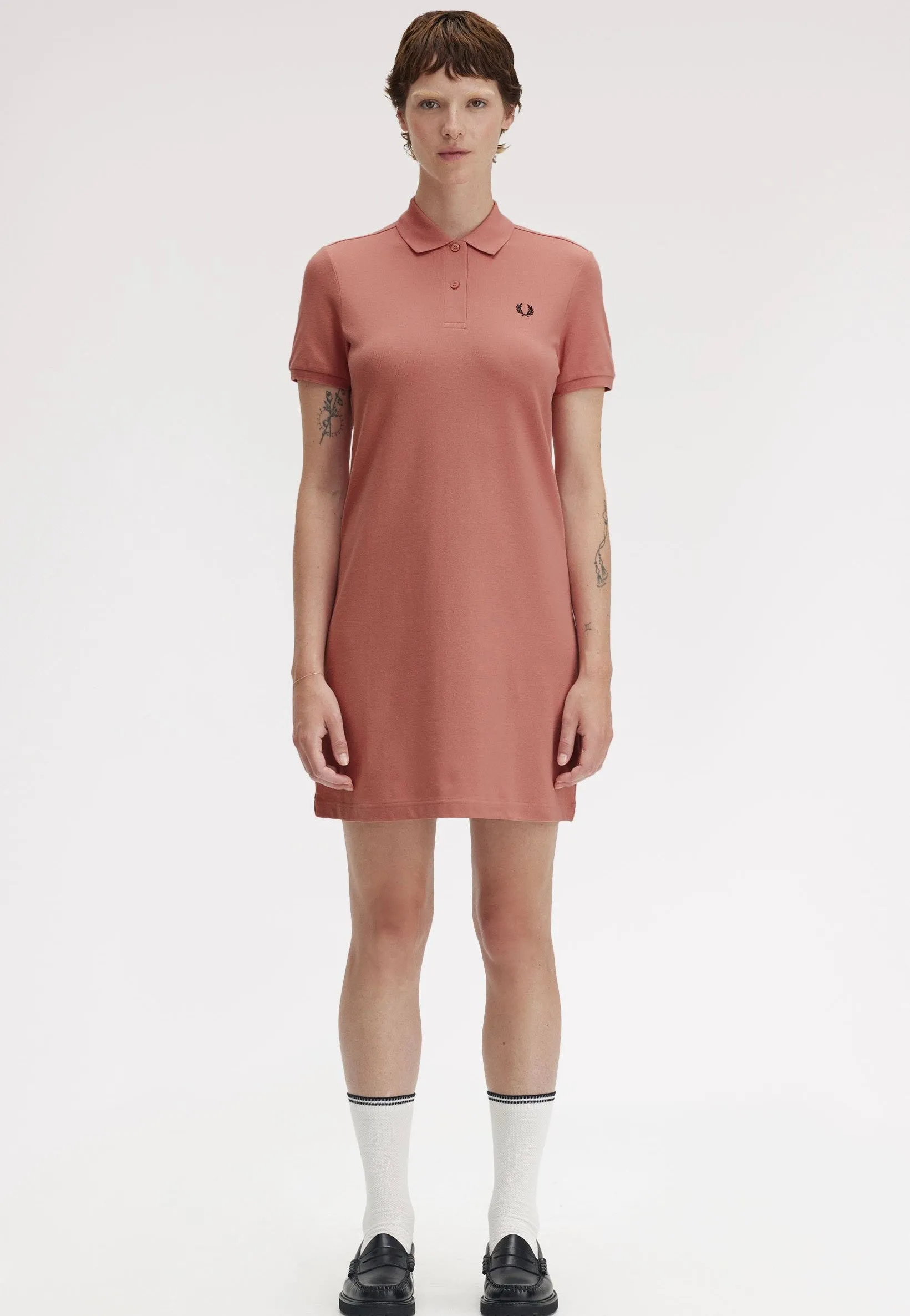 Fred Perry - The Fred Perry Putty Pink/Black - Dress Flow Line Soft cotton blend dress