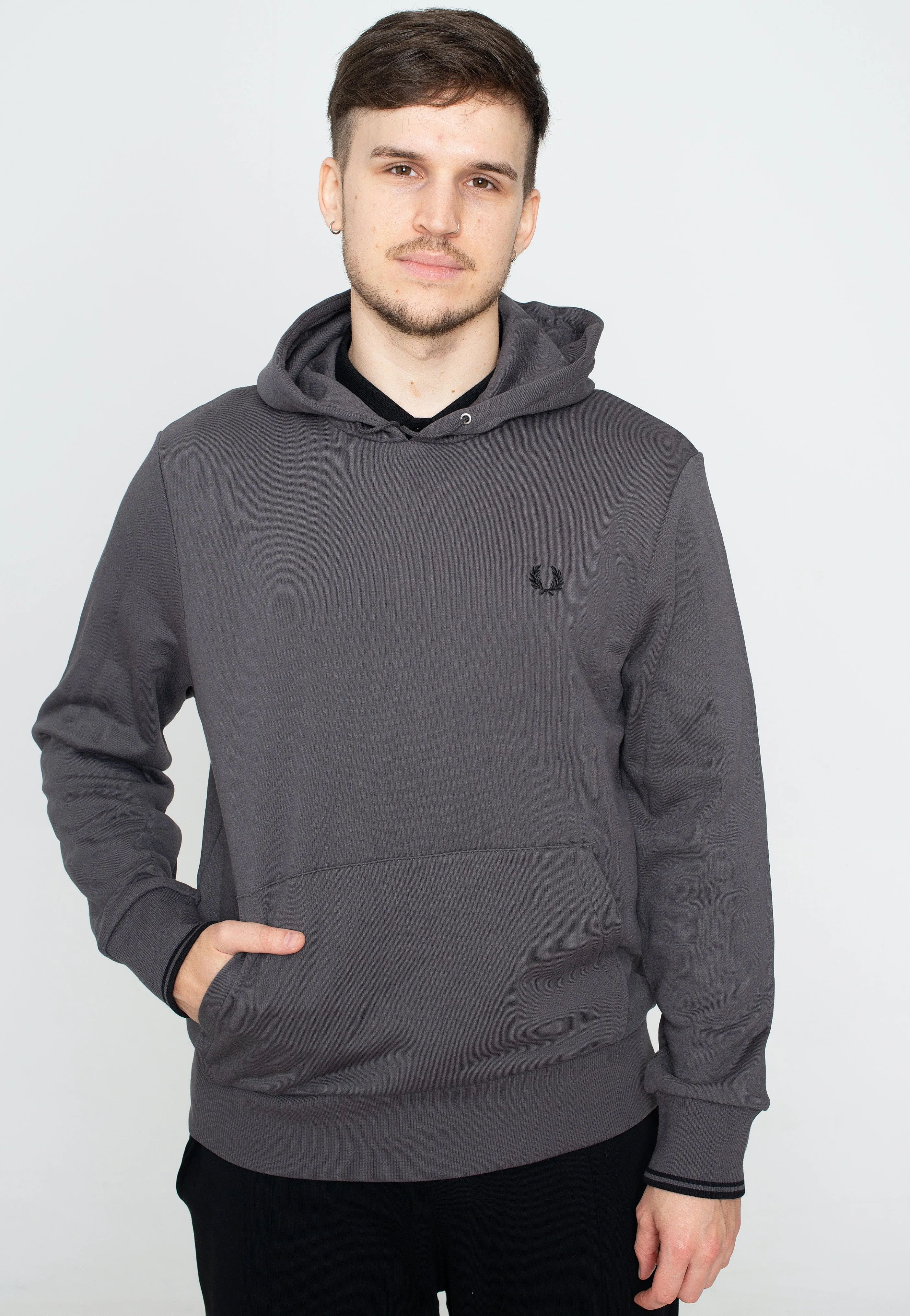 Fred Perry - Tipped Hooded Gun Metal - Hoodie Premium