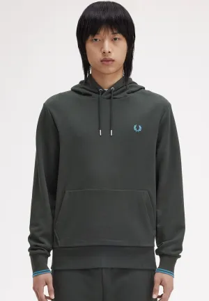 Semi Formal Street Mode Fred Perry - Tipped Hooded Night Green/Runaway Bay Ocean - Hoodie