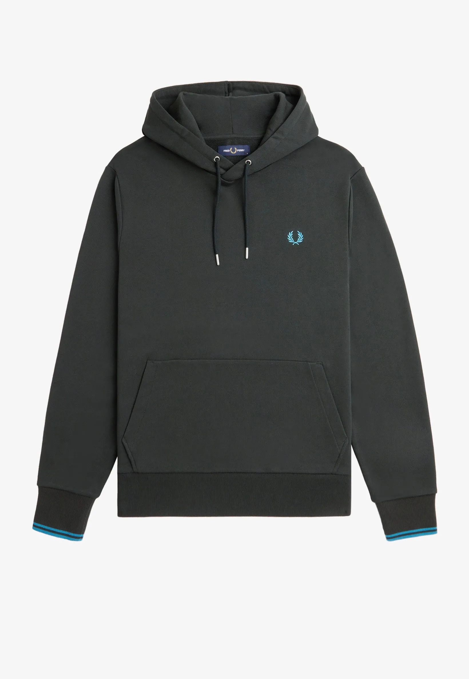 Fred Perry - Tipped Hooded Night Green/Runaway Bay Ocean - Hoodie Celebrity Worthy
