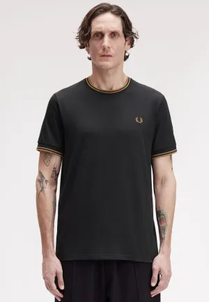 Fred Perry - Twin Tipped Black/Shadedstone - T-Shirt Fun and Comfortable Geometric Print