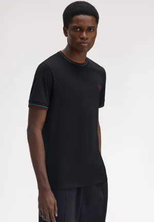 Fred Perry - Twin Tipped Navy/Sportgrey/Burnt Red - T-Shirt Stylish and Fun Button Down