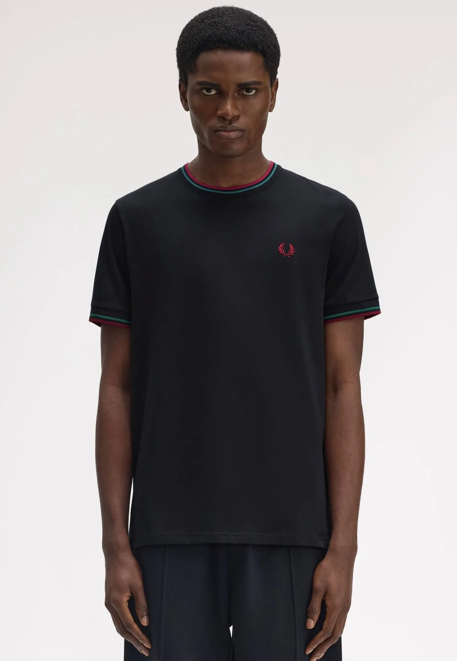 Fred Perry - Twin Tipped Navy/Sportgrey/Burnt Red - T-Shirt Quick Comfort