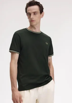 Fred Perry - Twin Tipped Night Green/Light Ecru/Olive Mint - T-Shirt Perfect for Travel Fashionable Choice
