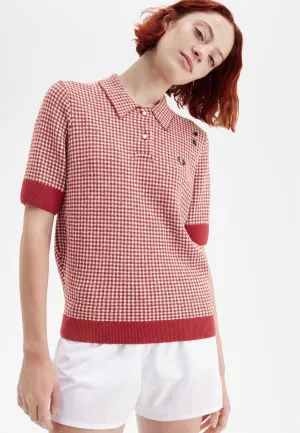 Classic Guest Fred Perry x Amy Winehouse - Gingham Knitted Burnt Red - Polo