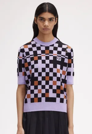 Fred Perry x Amy Winehouse - Jacquard Knitted Ultra Violet - Top Sharp Speaker
