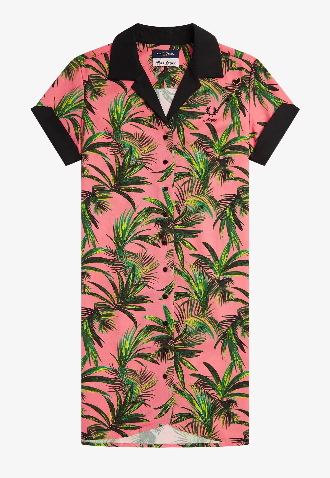 Fred Perry x Amy Winehouse - Palm Print Shirt Coral Heat - Dress Distinctive Attire
