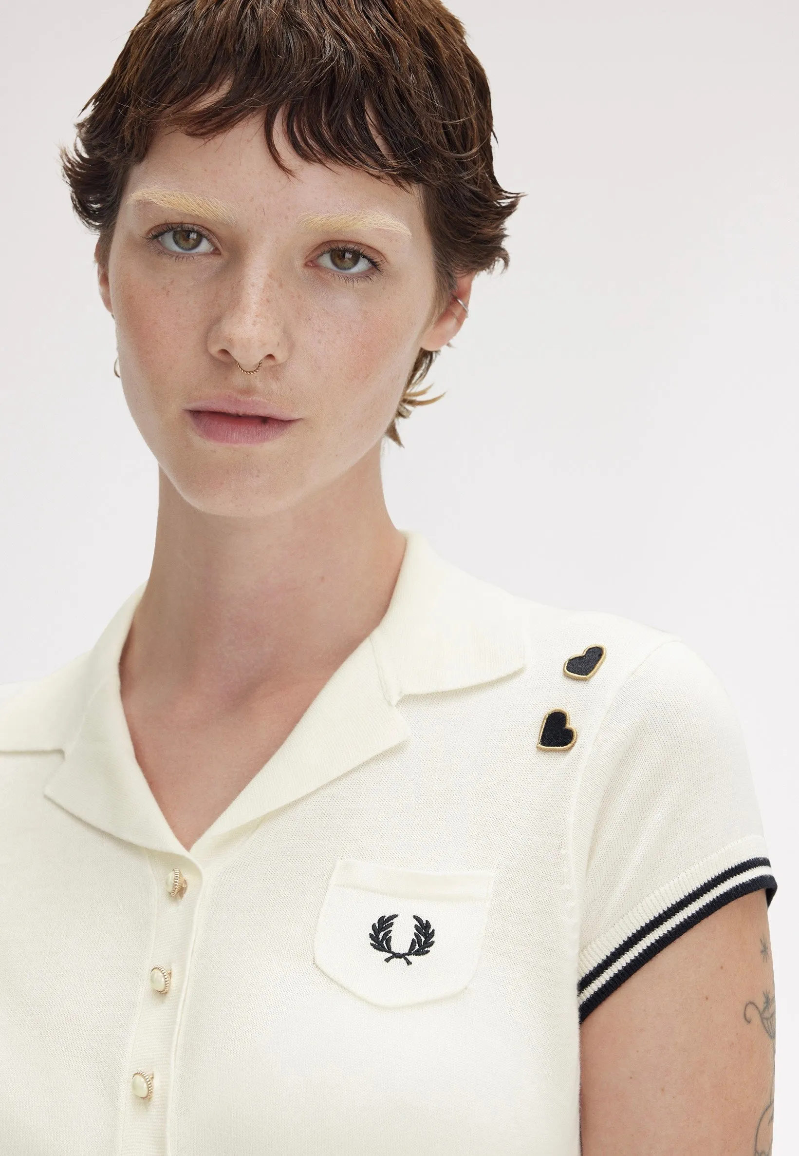 Fred Perry x Amy Winehouse - Pocket Detail Knitted Light Ecru - Polo Fashion Cut