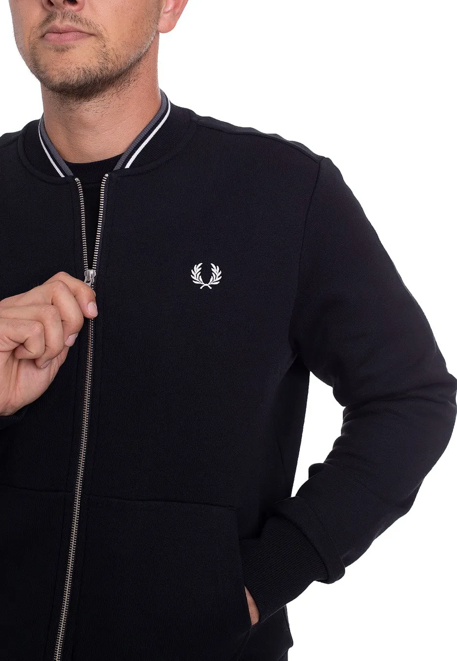 Fred Perry - Zip Through Black - Track Jacket high-end design