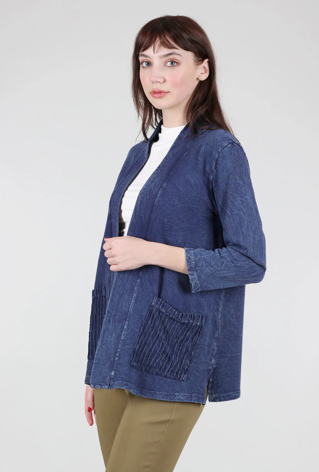 French Terry Jacket, Denim fitted fit