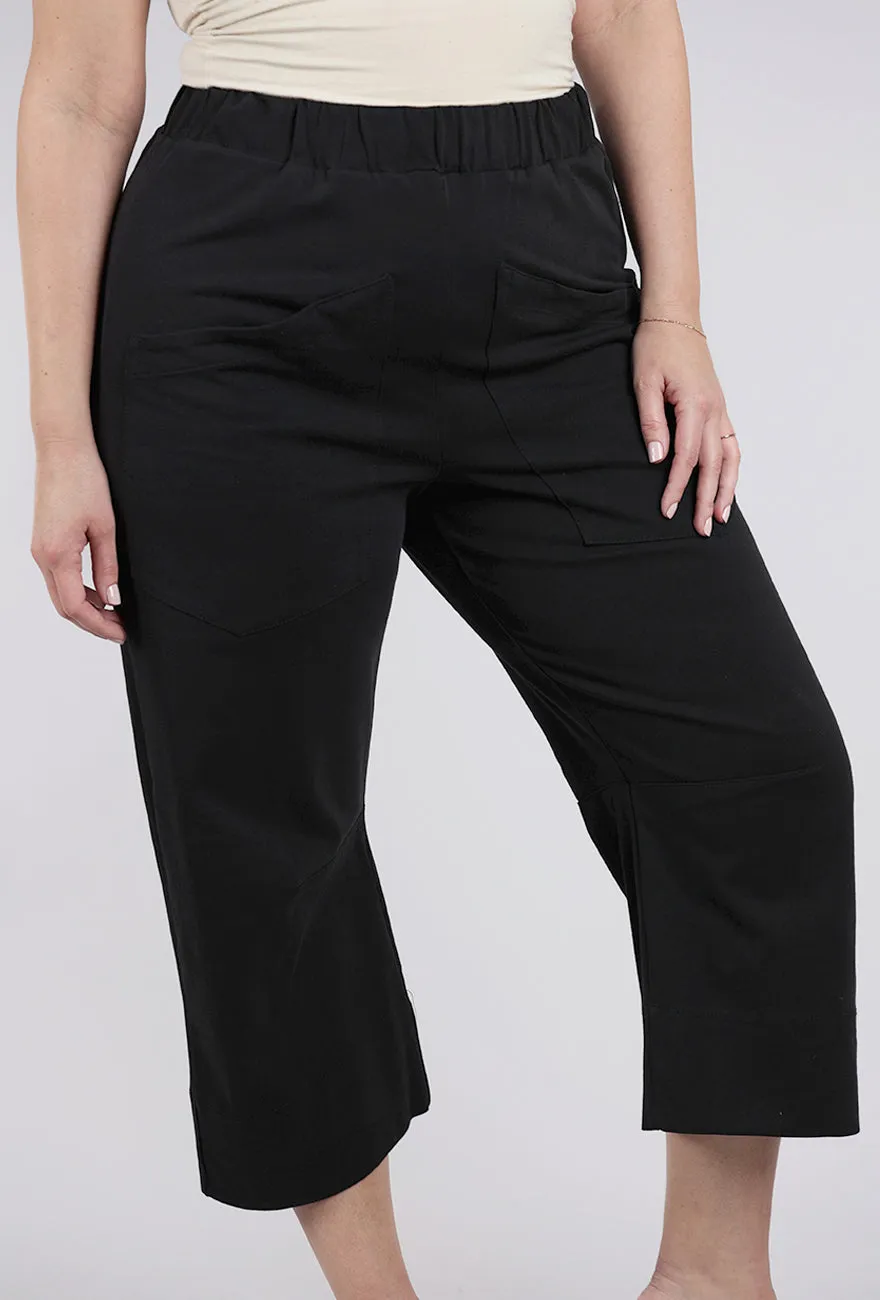 French Terry Pocket Pant, Black slim fit