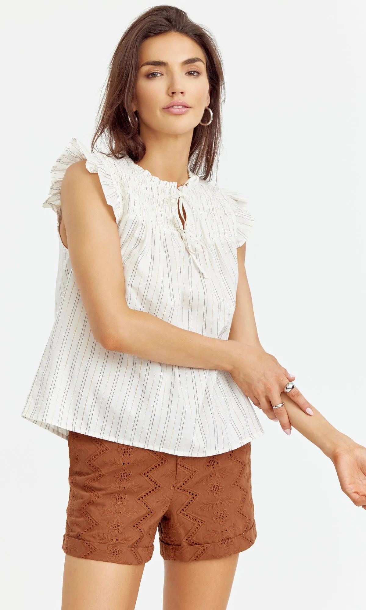 Fresh Style Venice Smocked Stripe Top