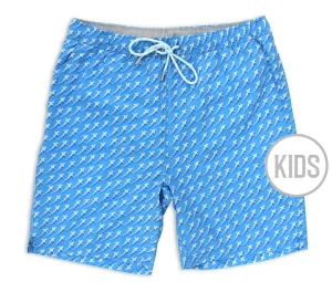 Lounge Fit Casual Clothing Reef Shark Rally: Kid's Swim Trunks - Light Blue
