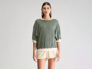 Frisby relaxed sweatshirt (251 / W / DUSTY OLIVE) product mid range value fringe accents