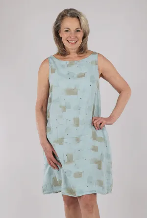 Light As Air Classic A-line design Brushstroke Linen Shift Dress, Moonlight