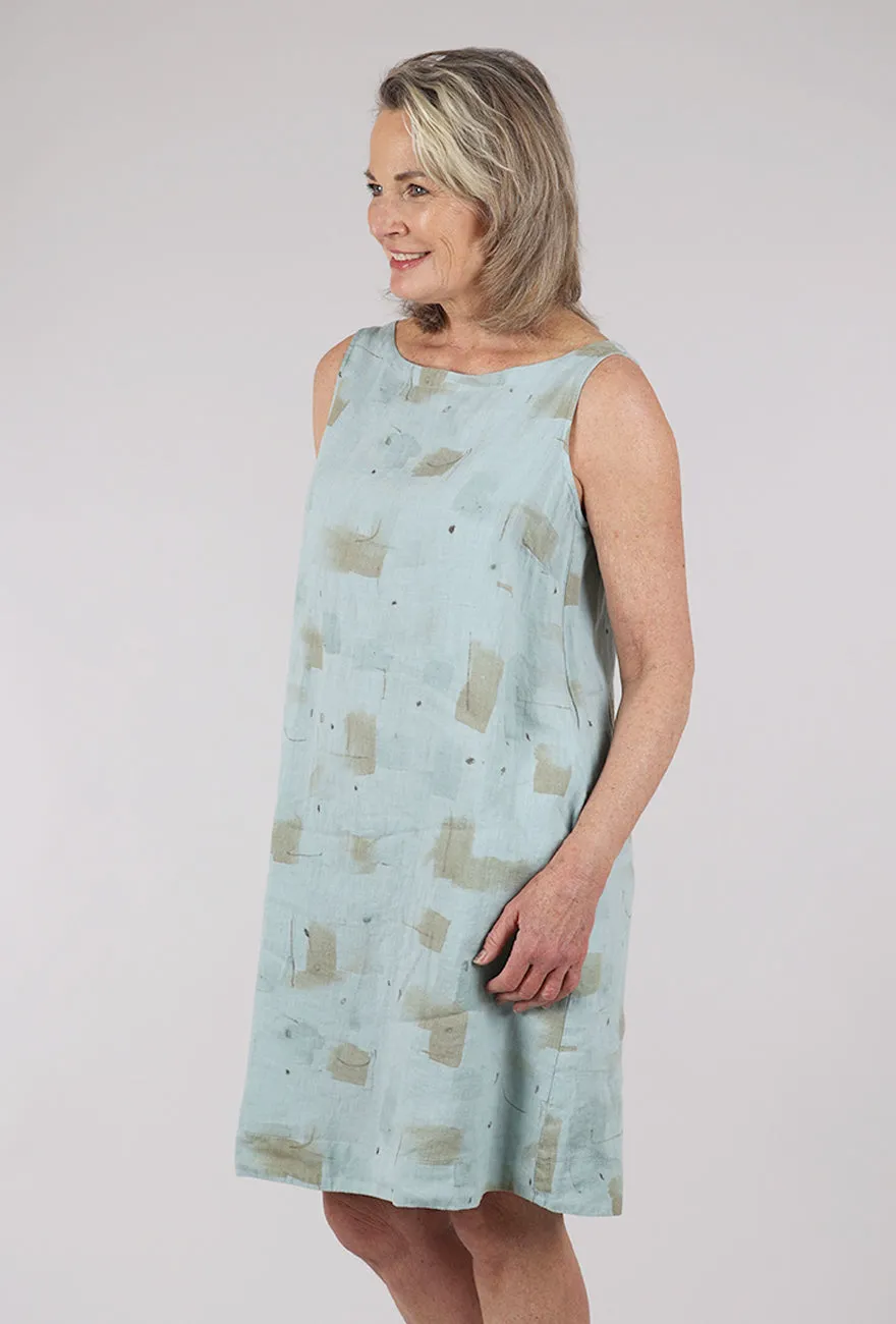 Functional Clothing Brushstroke Linen Shift Dress, Moonlight