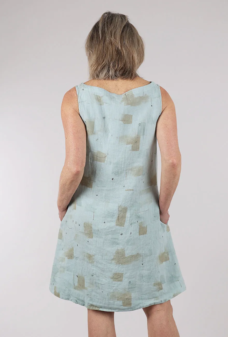 Functional Clothing Brushstroke Linen Shift Dress, Moonlight