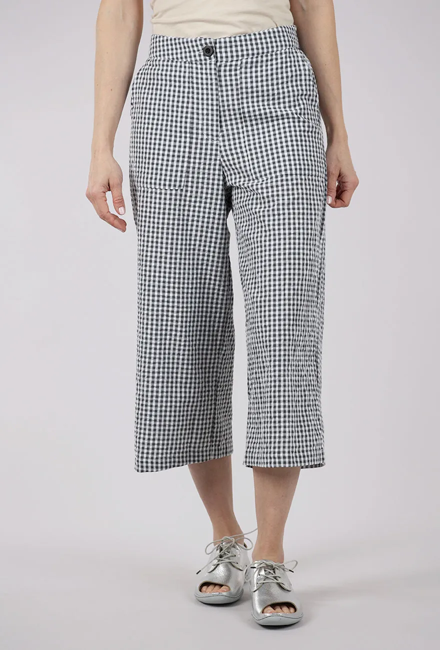 Recycled fibers Back pockets Carrie Gingham Culottes, Dove Gray