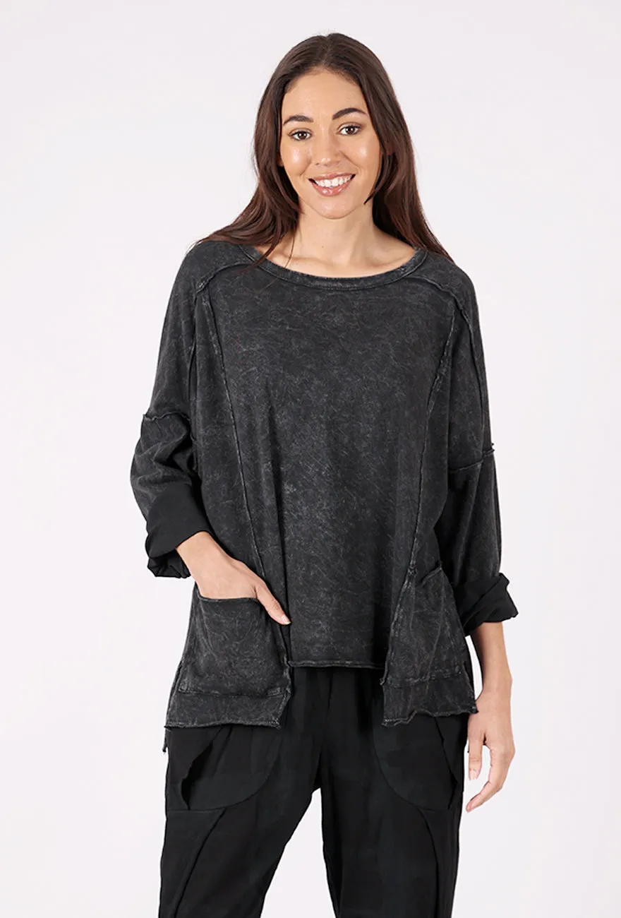 Garment Dye Boxy Pullover, Washed Black indoor activities Turtleneck