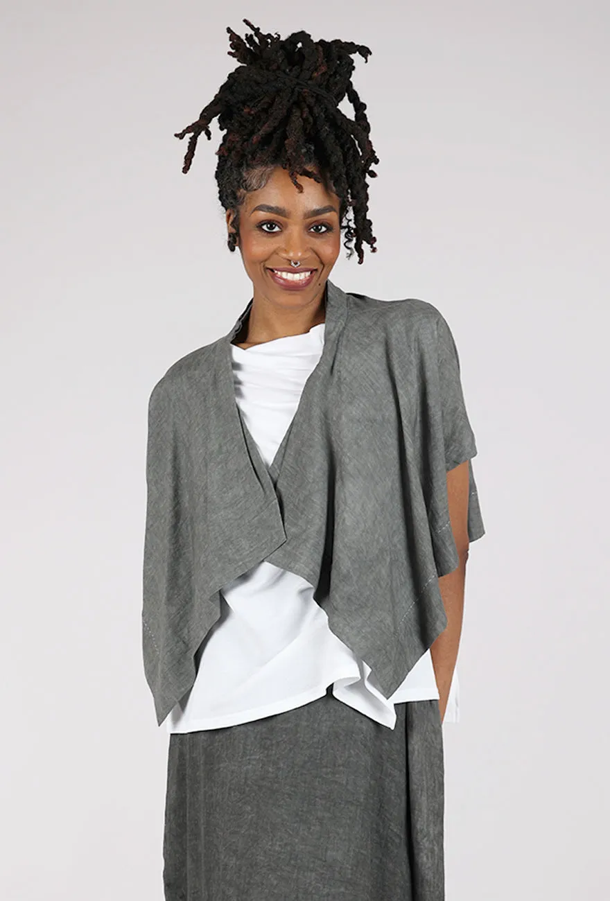 Fresh Comforted City Outfit Garment Dye Gauzy Shrug, Gray